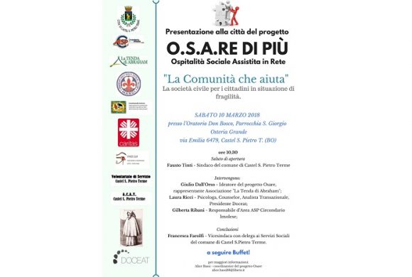 Progetto “O.S.A.RE DI PIÙ” di ospitalità sociale assistita in rete