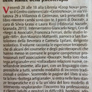 “Mentre cambi sono con te”, sguardo nelle stanze della psicoterapia